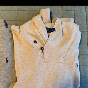 Polo by Ralph Lauren Men's Beige Buttoned Sweatshirt